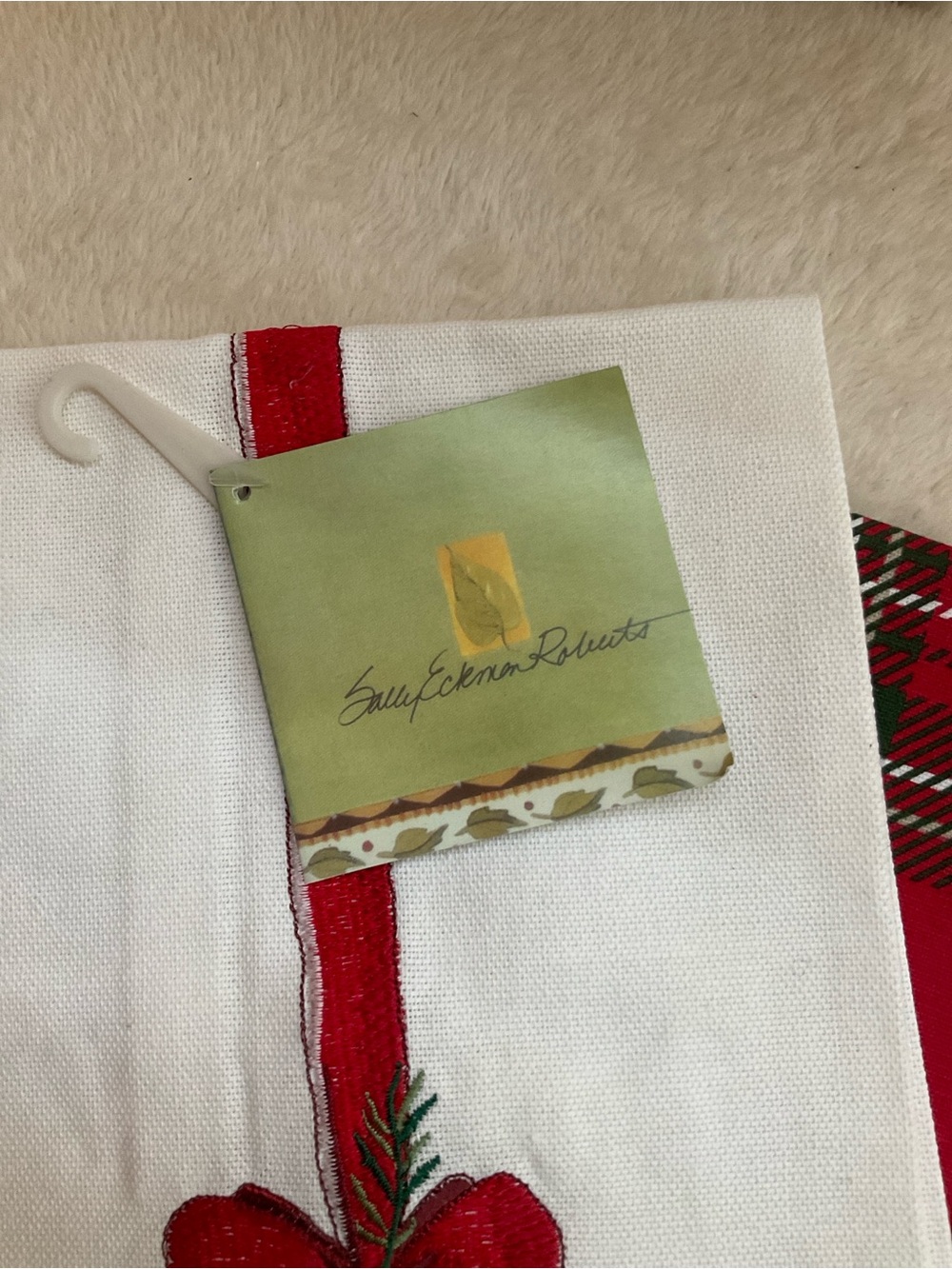 Holiday Embroidered Red and White Ornament Kitchen Tea Towels - Picture 4 of 4